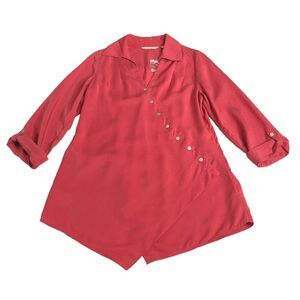 Soft Surroundings Top Womens XS Pink Asymmetrical Washed Tunic Lagenlook Blouse